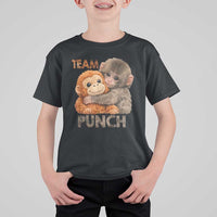 Team Punch Viral Baby Monkey T Shirt For Kid Cute Monkey Hugging Plush Toy Internet Trend Gift