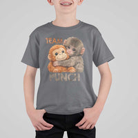 Team Punch Viral Baby Monkey T Shirt For Kid Cute Monkey Hugging Plush Toy Internet Trend Gift