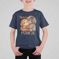 Team Punch Viral Baby Monkey T Shirt For Kid Cute Monkey Hugging Plush Toy Internet Trend Gift