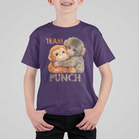 Team Punch Viral Baby Monkey T Shirt For Kid Cute Monkey Hugging Plush Toy Internet Trend Gift