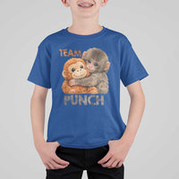 Team Punch Viral Baby Monkey T Shirt For Kid Cute Monkey Hugging Plush Toy Internet Trend Gift