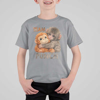 Team Punch Viral Baby Monkey T Shirt For Kid Cute Monkey Hugging Plush Toy Internet Trend Gift