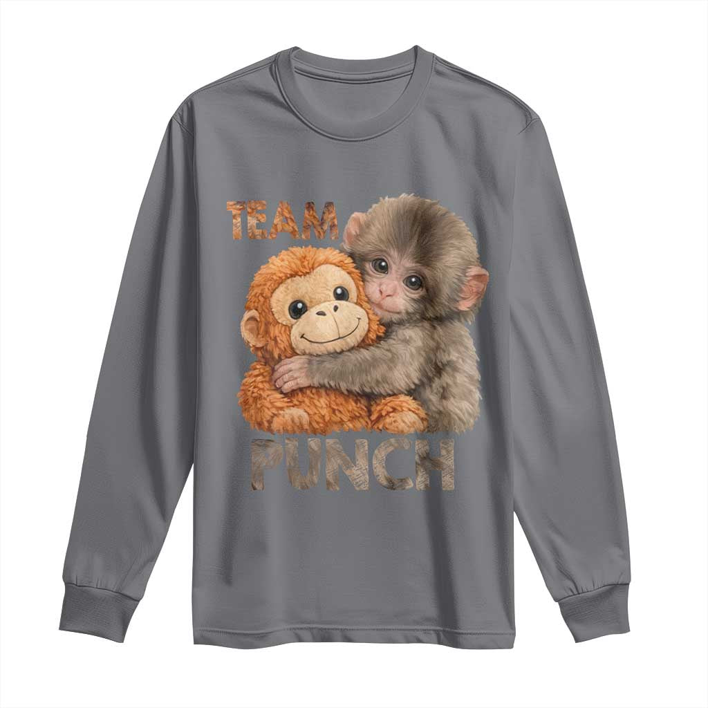 Team Punch Viral Baby Monkey Long Sleeve Shirt Cute Monkey Hugging Plush Toy Internet Trend Gift
