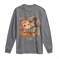 Team Punch Viral Baby Monkey Long Sleeve Shirt Cute Monkey Hugging Plush Toy Internet Trend Gift