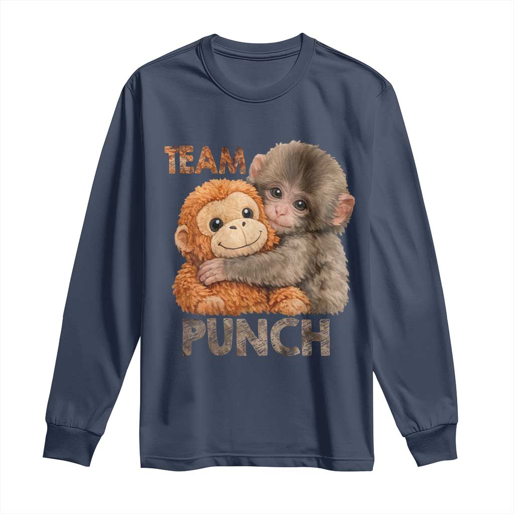 Team Punch Viral Baby Monkey Long Sleeve Shirt Cute Monkey Hugging Plush Toy Internet Trend Gift