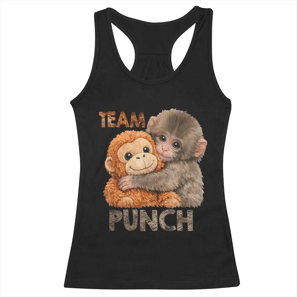 Team Punch Viral Baby Monkey Racerback Tank Top Cute Monkey Hugging Plush Toy Internet Trend Gift