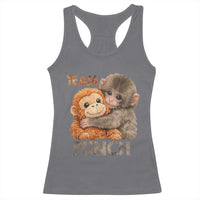 Team Punch Viral Baby Monkey Racerback Tank Top Cute Monkey Hugging Plush Toy Internet Trend Gift