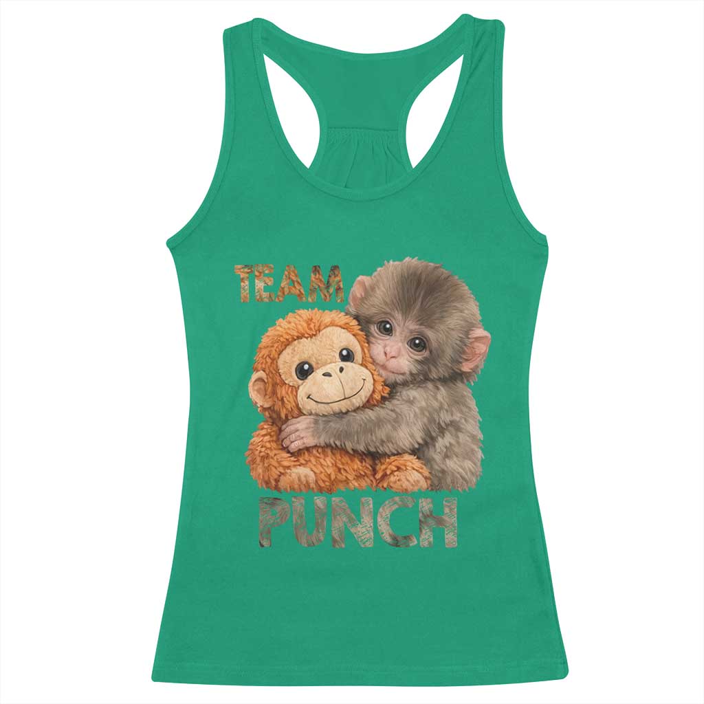 Team Punch Viral Baby Monkey Racerback Tank Top Cute Monkey Hugging Plush Toy Internet Trend Gift