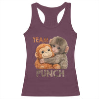 Team Punch Viral Baby Monkey Racerback Tank Top Cute Monkey Hugging Plush Toy Internet Trend Gift