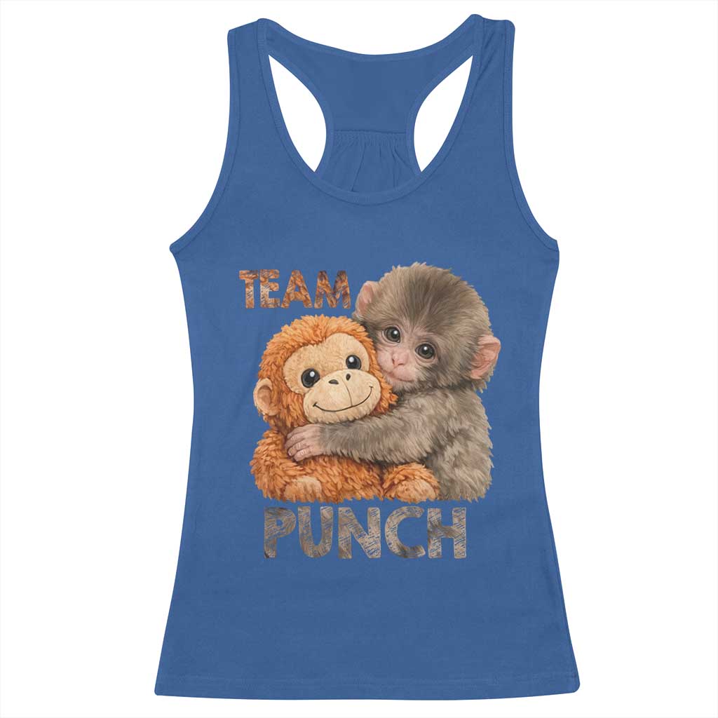 Team Punch Viral Baby Monkey Racerback Tank Top Cute Monkey Hugging Plush Toy Internet Trend Gift