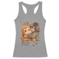 Team Punch Viral Baby Monkey Racerback Tank Top Cute Monkey Hugging Plush Toy Internet Trend Gift