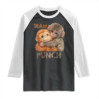 Team Punch Viral Baby Monkey Raglan Shirt Cute Monkey Hugging Plush Toy Internet Trend Gift