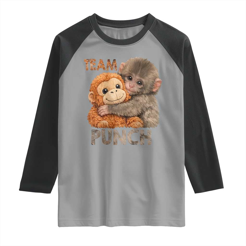 Team Punch Viral Baby Monkey Raglan Shirt Cute Monkey Hugging Plush Toy Internet Trend Gift