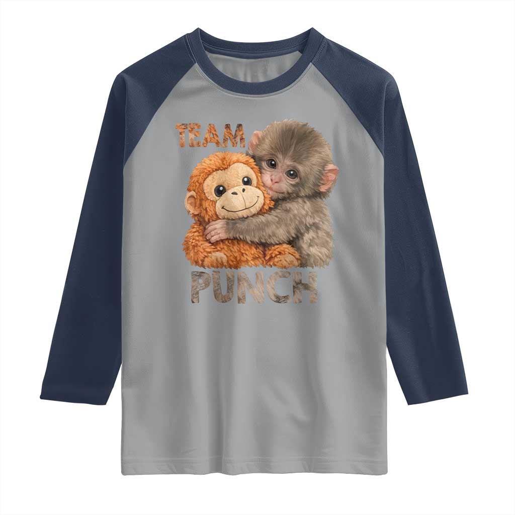 Team Punch Viral Baby Monkey Raglan Shirt Cute Monkey Hugging Plush Toy Internet Trend Gift