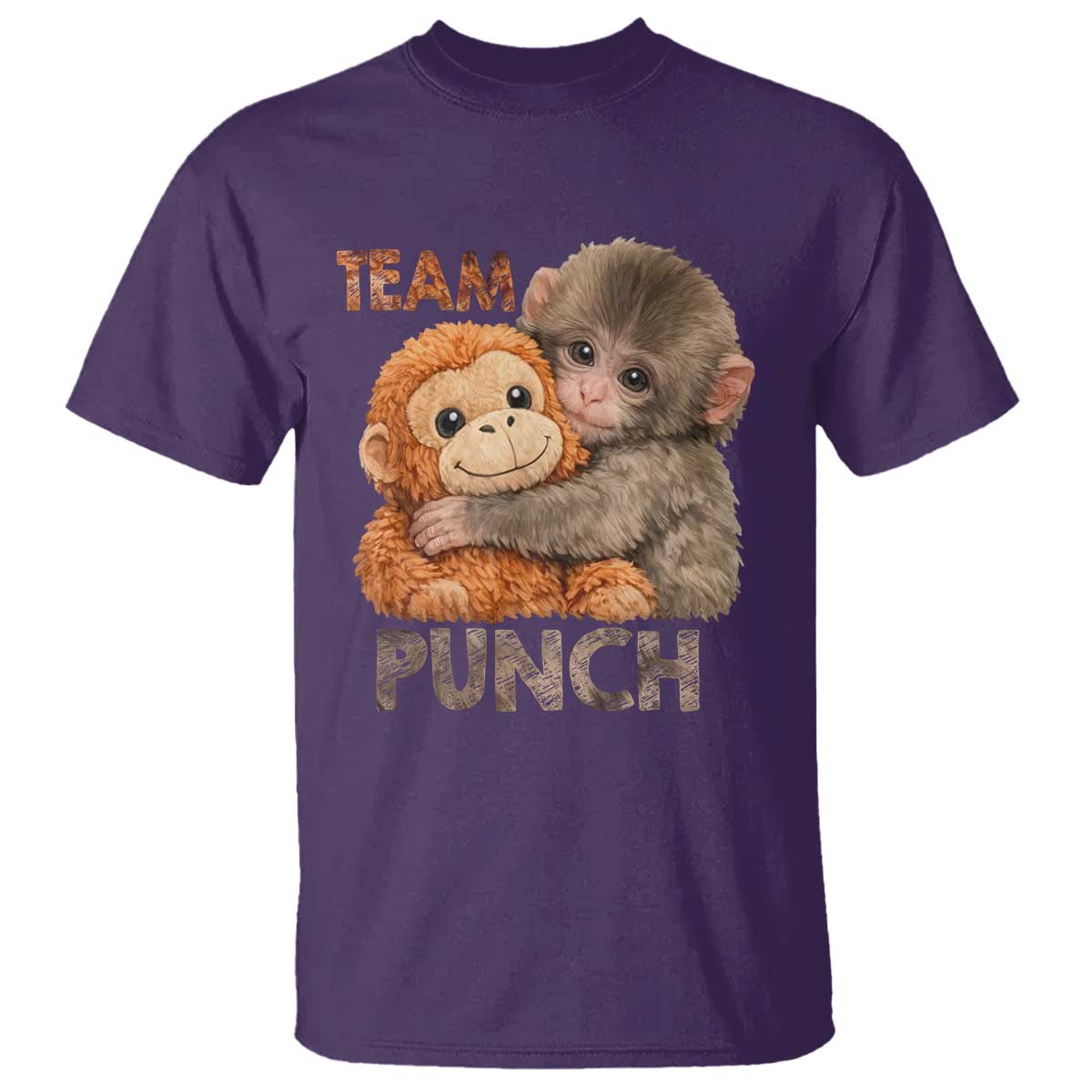 Team Punch Viral Baby Monkey T Shirt Cute Monkey Hugging Plush Toy Internet Trend Gift
