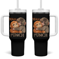 Team Punch Viral Baby Monkey Tumbler With Handle Cute Monkey Hugging Plush Toy Internet Trend Gift