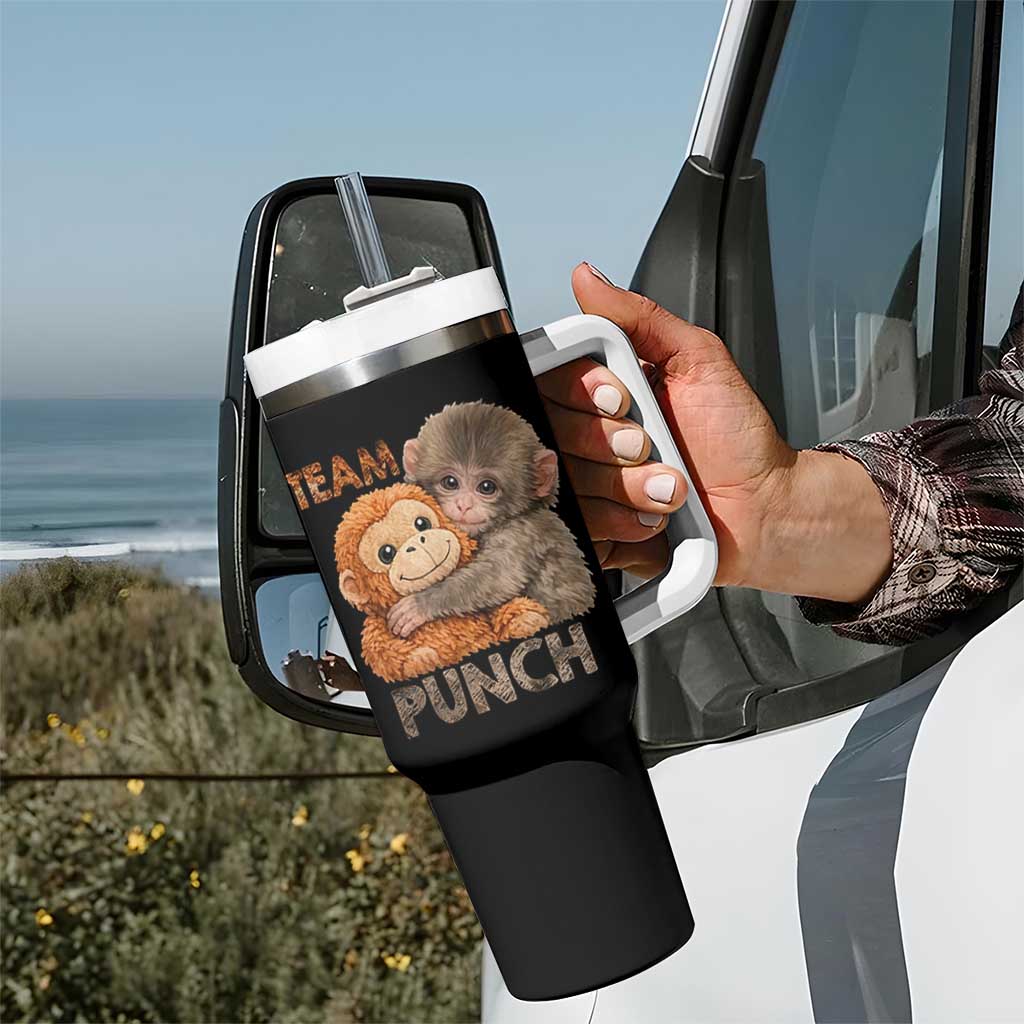 Team Punch Viral Baby Monkey Tumbler With Handle Cute Monkey Hugging Plush Toy Internet Trend Gift