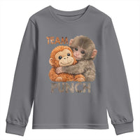 Team Punch Viral Baby Monkey Youth Sweatshirt Cute Monkey Hugging Plush Toy Internet Trend Gift