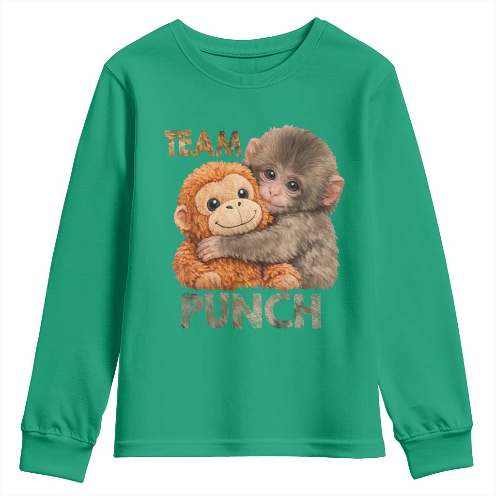 Team Punch Viral Baby Monkey Youth Sweatshirt Cute Monkey Hugging Plush Toy Internet Trend Gift