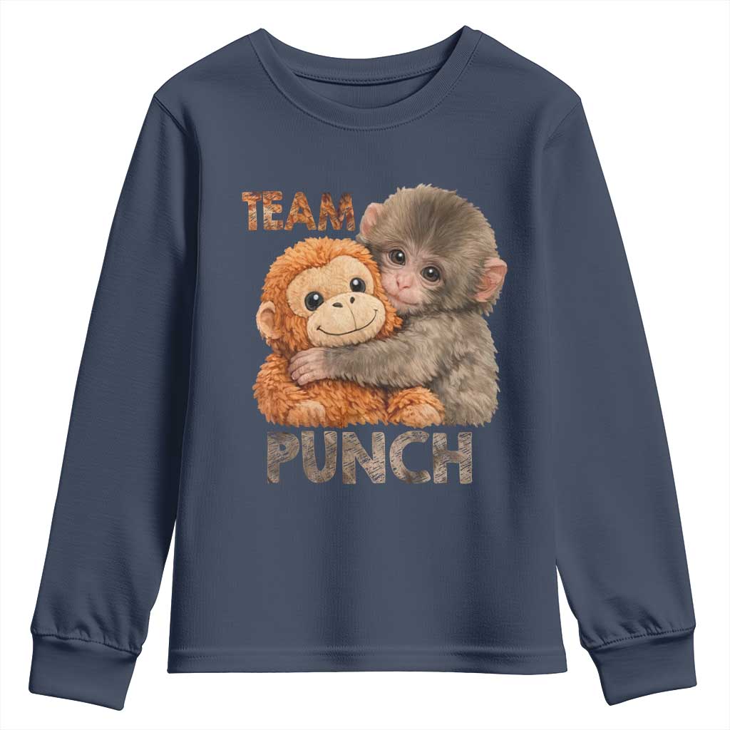 Team Punch Viral Baby Monkey Youth Sweatshirt Cute Monkey Hugging Plush Toy Internet Trend Gift
