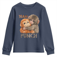 Team Punch Viral Baby Monkey Youth Sweatshirt Cute Monkey Hugging Plush Toy Internet Trend Gift