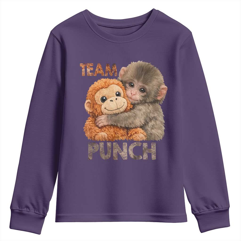 Team Punch Viral Baby Monkey Youth Sweatshirt Cute Monkey Hugging Plush Toy Internet Trend Gift