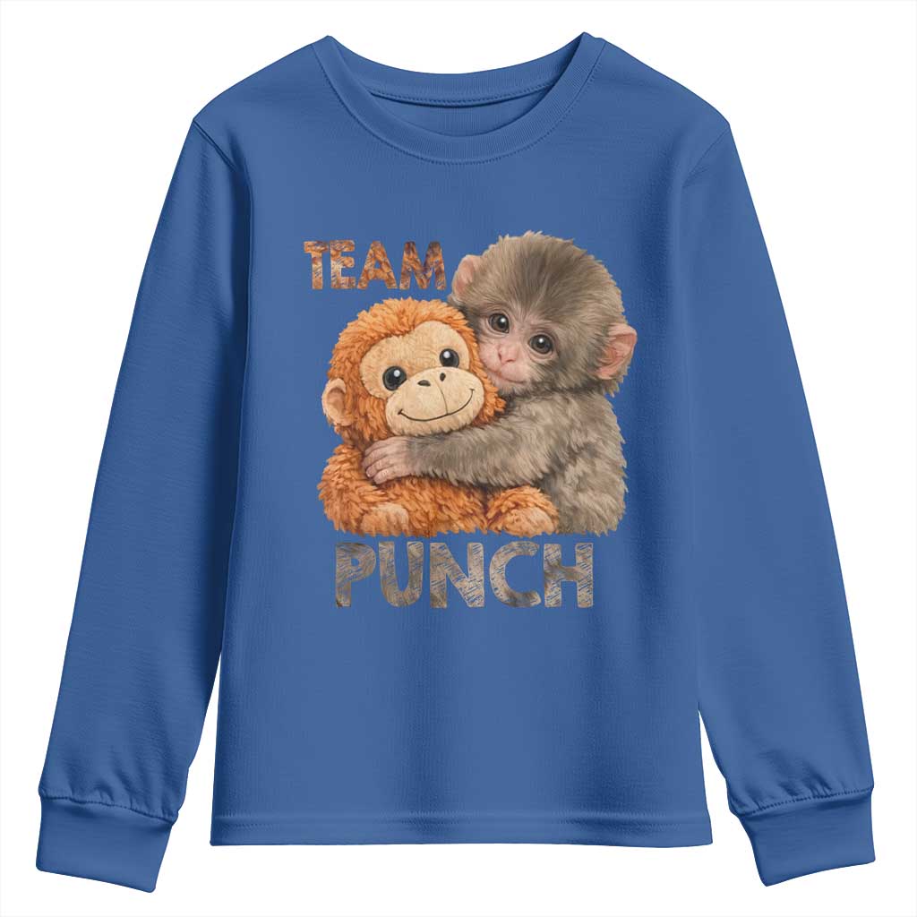 Team Punch Viral Baby Monkey Youth Sweatshirt Cute Monkey Hugging Plush Toy Internet Trend Gift