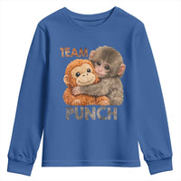 Team Punch Viral Baby Monkey Youth Sweatshirt Cute Monkey Hugging Plush Toy Internet Trend Gift