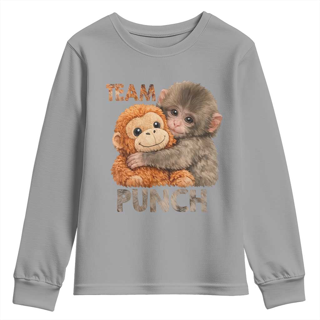 Team Punch Viral Baby Monkey Youth Sweatshirt Cute Monkey Hugging Plush Toy Internet Trend Gift