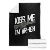 Kiss Me Im ARish Funny St Patricks Day Throw Blanket Tactical Irish Humor for Gun Enthusiasts