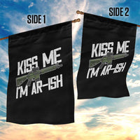 Kiss Me Im ARish Funny St Patricks Day Garden Flag Tactical Irish Humor for Gun Enthusiasts
