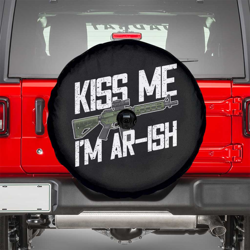 Kiss Me Im ARish Funny St Patricks Day Spare Tire Cover Tactical Irish Humor for Gun Enthusiasts