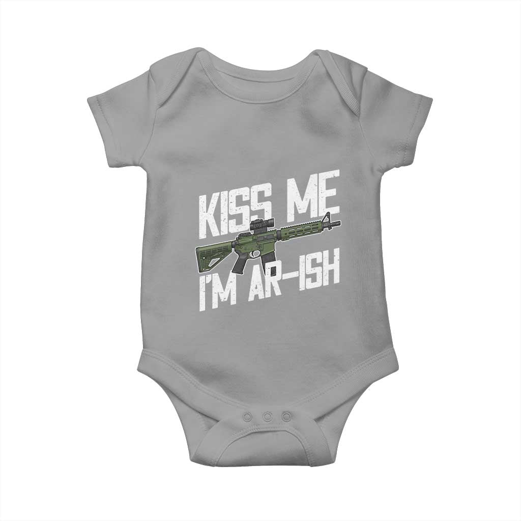 Kiss Me Im ARish Funny St Patricks Day Baby Onesie Tactical Irish Humor for Gun Enthusiasts