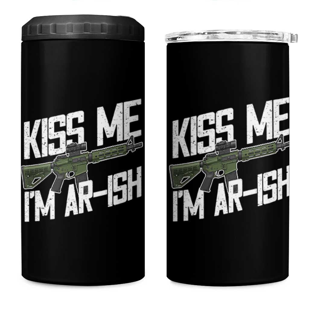 Kiss Me Im ARish Funny St Patricks Day 4 in 1 Can Cooler Tumbler Tactical Irish Humor for Gun Enthusiasts