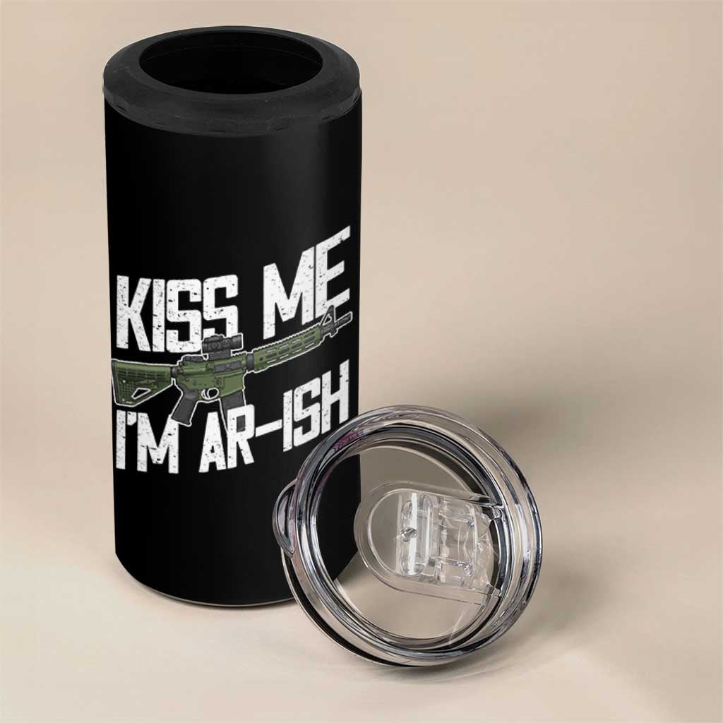 Kiss Me Im ARish Funny St Patricks Day 4 in 1 Can Cooler Tumbler Tactical Irish Humor for Gun Enthusiasts