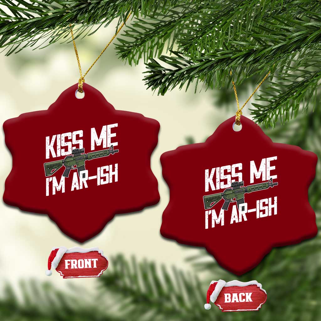 Kiss Me Im ARish Funny St Patricks Day Ceramic Ornament Tactical Irish Humor for Gun Enthusiasts