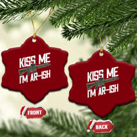 Kiss Me Im ARish Funny St Patricks Day Ceramic Ornament Tactical Irish Humor for Gun Enthusiasts