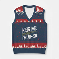 Kiss Me Im ARish Funny St Patricks Day V-Neck Knit Sweater Vest Tactical Irish Humor for Gun Enthusiasts