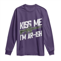 Kiss Me Im ARish Funny St Patricks Day Long Sleeve Shirt Tactical Irish Humor for Gun Enthusiasts