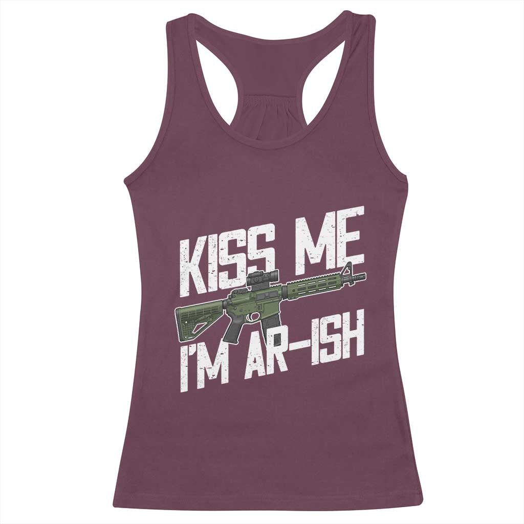 Kiss Me Im ARish Funny St Patricks Day Racerback Tank Top Tactical Irish Humor for Gun Enthusiasts