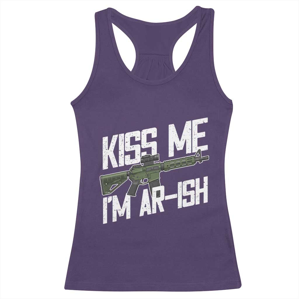 Kiss Me Im ARish Funny St Patricks Day Racerback Tank Top Tactical Irish Humor for Gun Enthusiasts