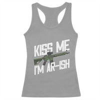 Kiss Me Im ARish Funny St Patricks Day Racerback Tank Top Tactical Irish Humor for Gun Enthusiasts