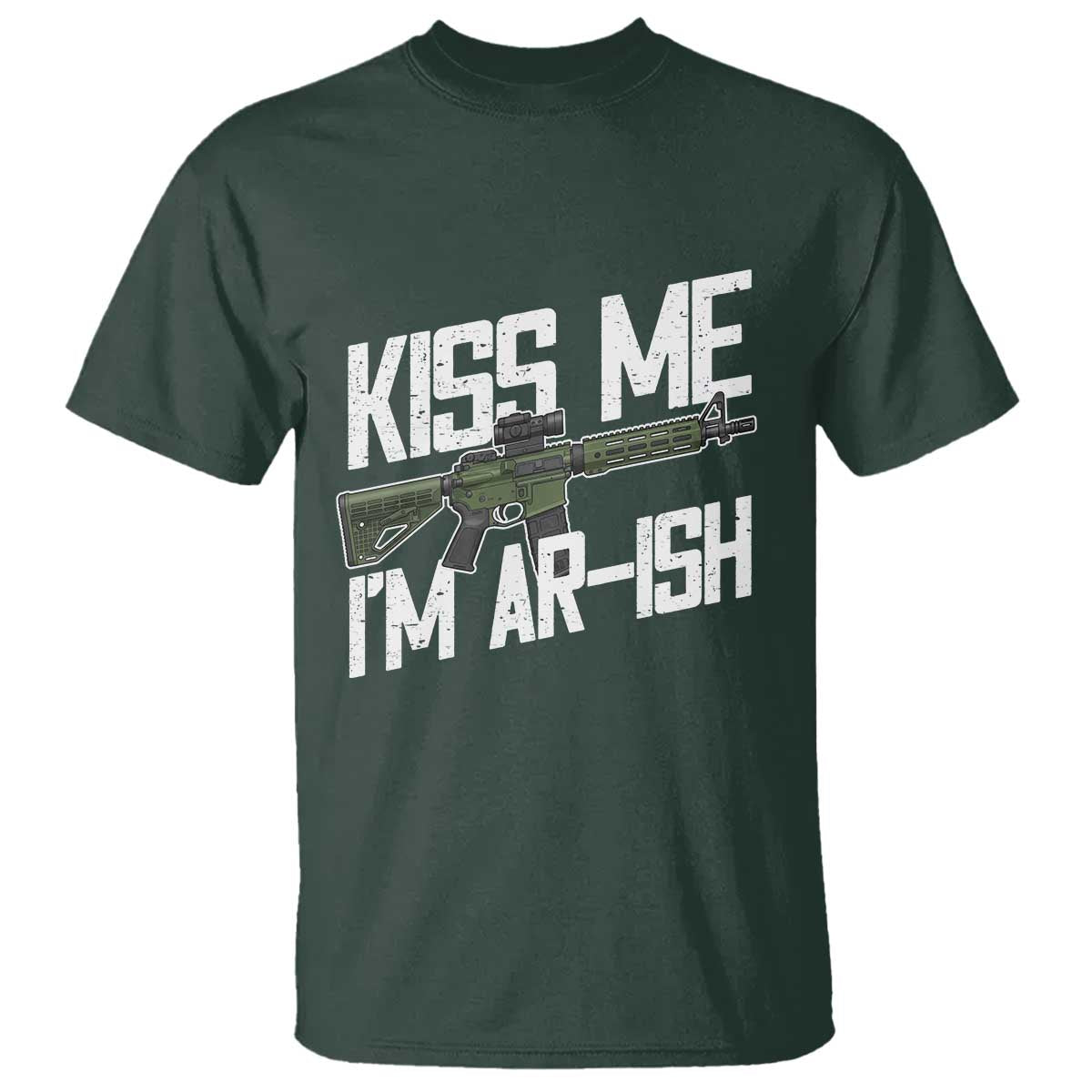Kiss Me Im ARish Funny St Patricks Day T Shirt Tactical Irish Humor for Gun Enthusiasts