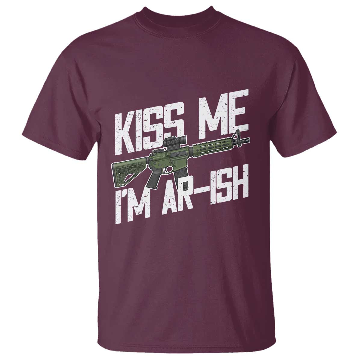 Kiss Me Im ARish Funny St Patricks Day T Shirt Tactical Irish Humor for Gun Enthusiasts