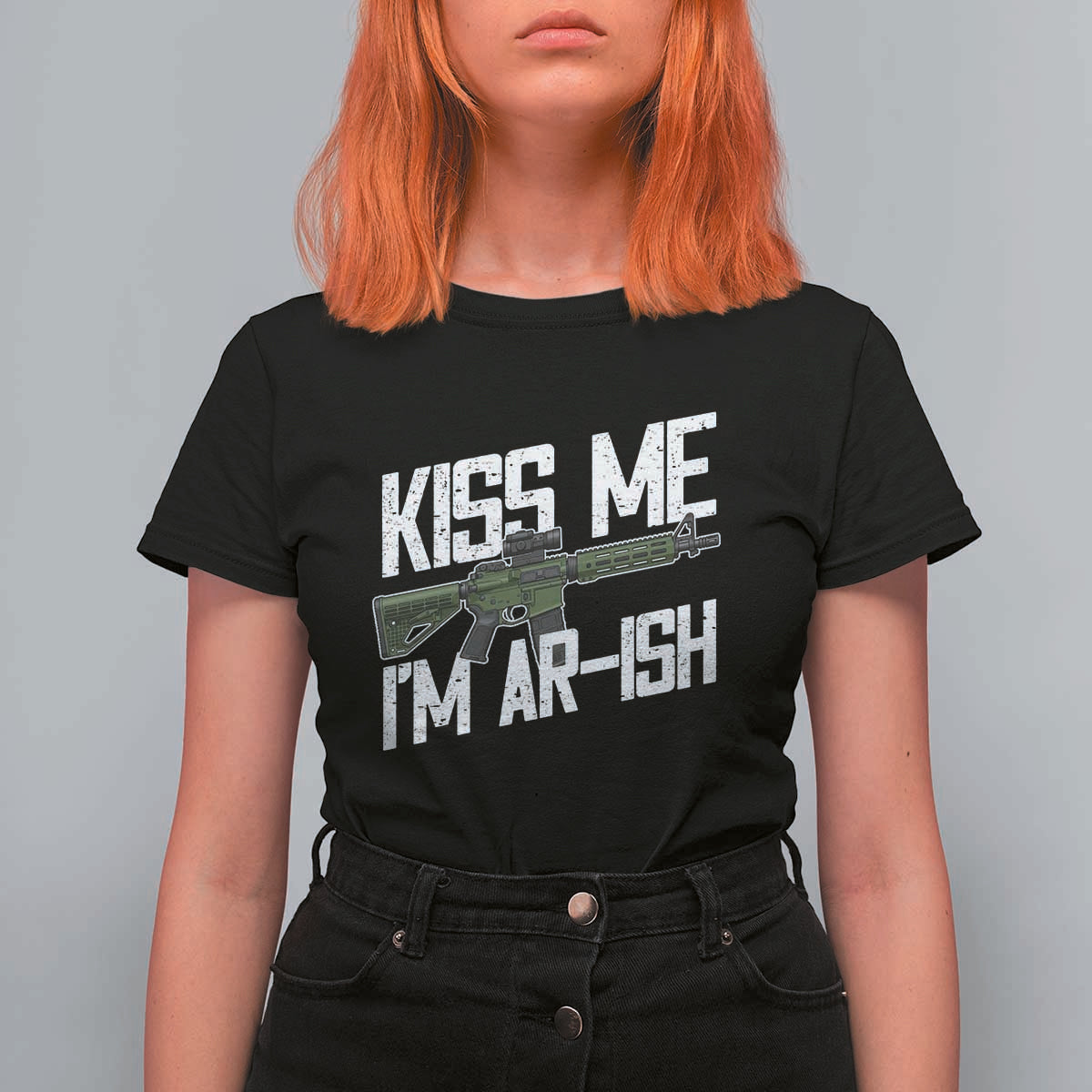 Kiss Me Im ARish Funny St Patricks Day T Shirt For Women Tactical Irish Humor for Gun Enthusiasts