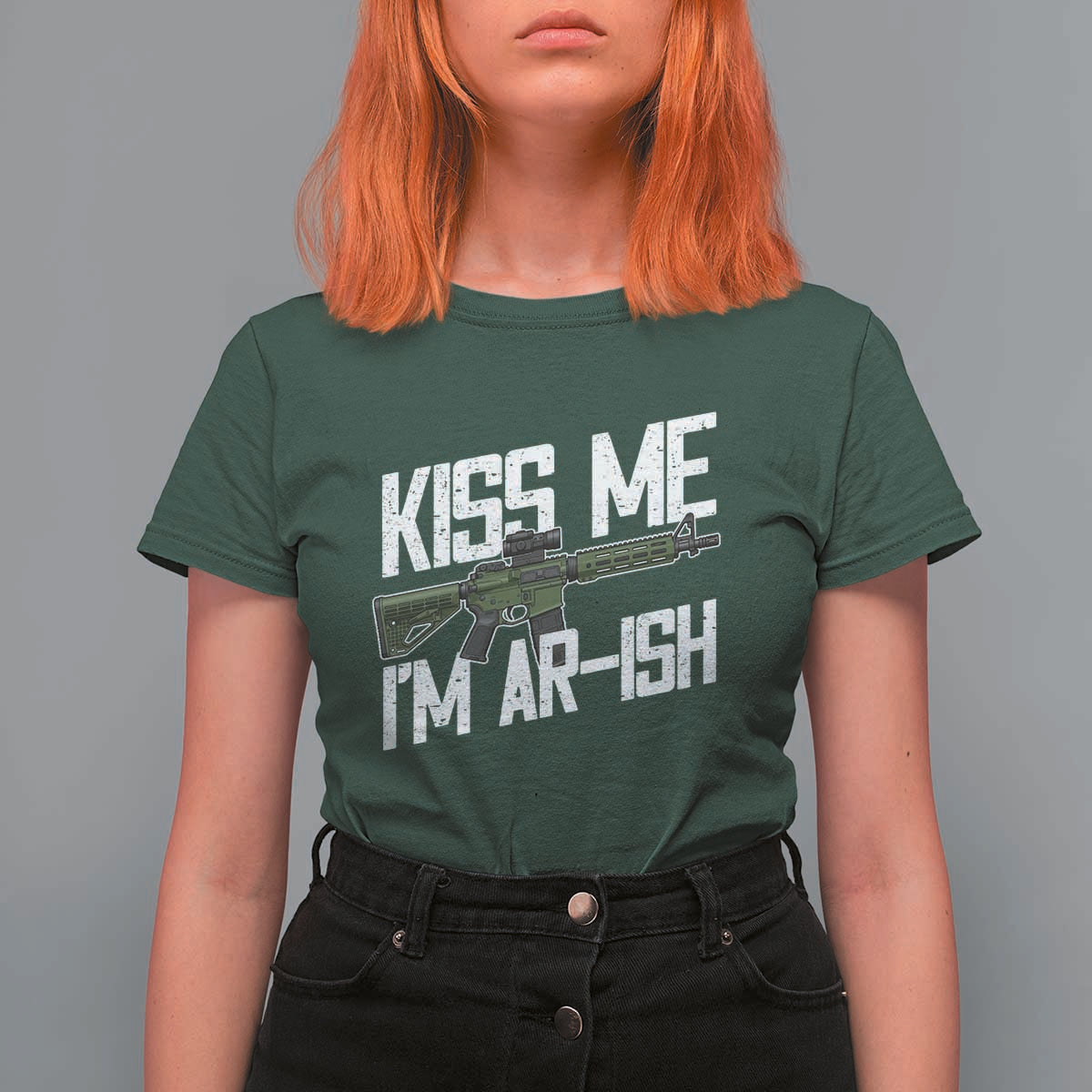 Kiss Me Im ARish Funny St Patricks Day T Shirt For Women Tactical Irish Humor for Gun Enthusiasts