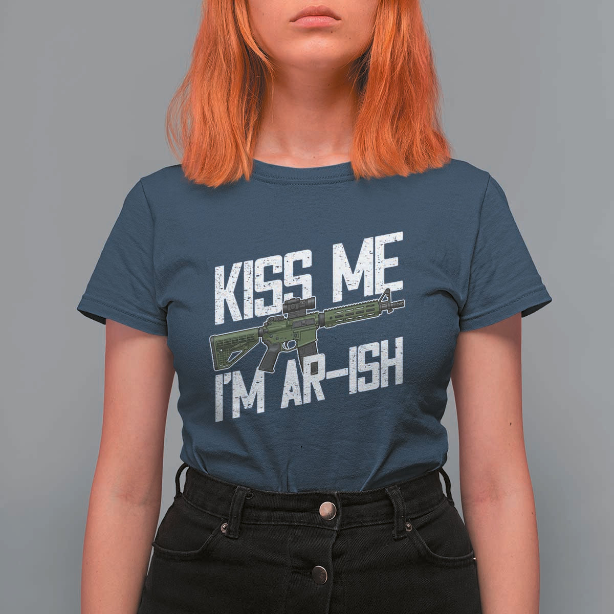 Kiss Me Im ARish Funny St Patricks Day T Shirt For Women Tactical Irish Humor for Gun Enthusiasts