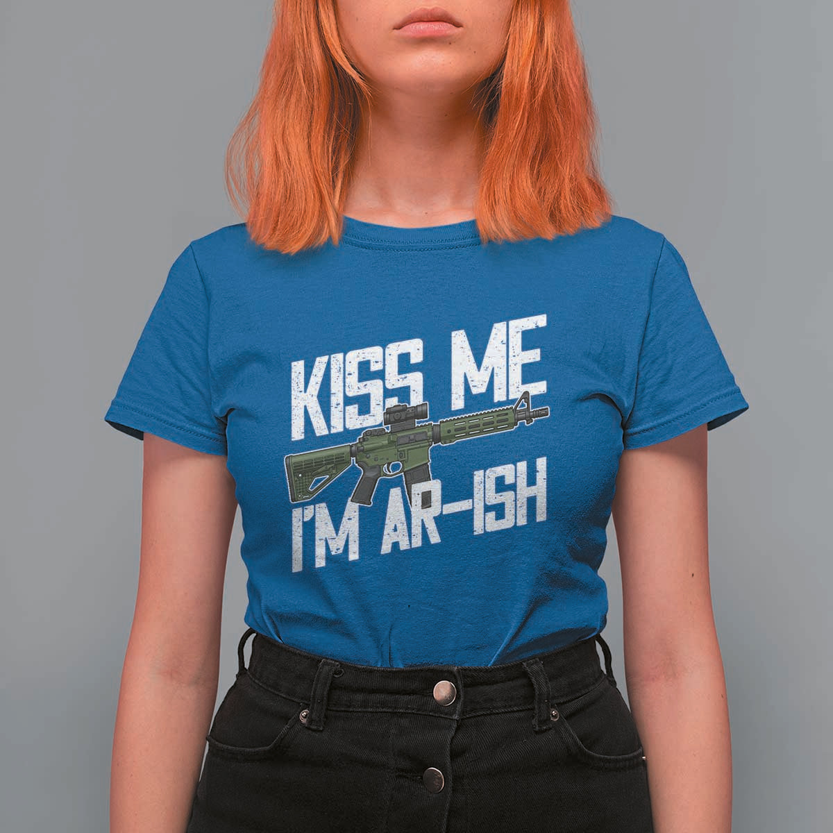 Kiss Me Im ARish Funny St Patricks Day T Shirt For Women Tactical Irish Humor for Gun Enthusiasts