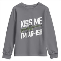 Kiss Me Im ARish Funny St Patricks Day Youth Sweatshirt Tactical Irish Humor for Gun Enthusiasts