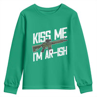 Kiss Me Im ARish Funny St Patricks Day Youth Sweatshirt Tactical Irish Humor for Gun Enthusiasts